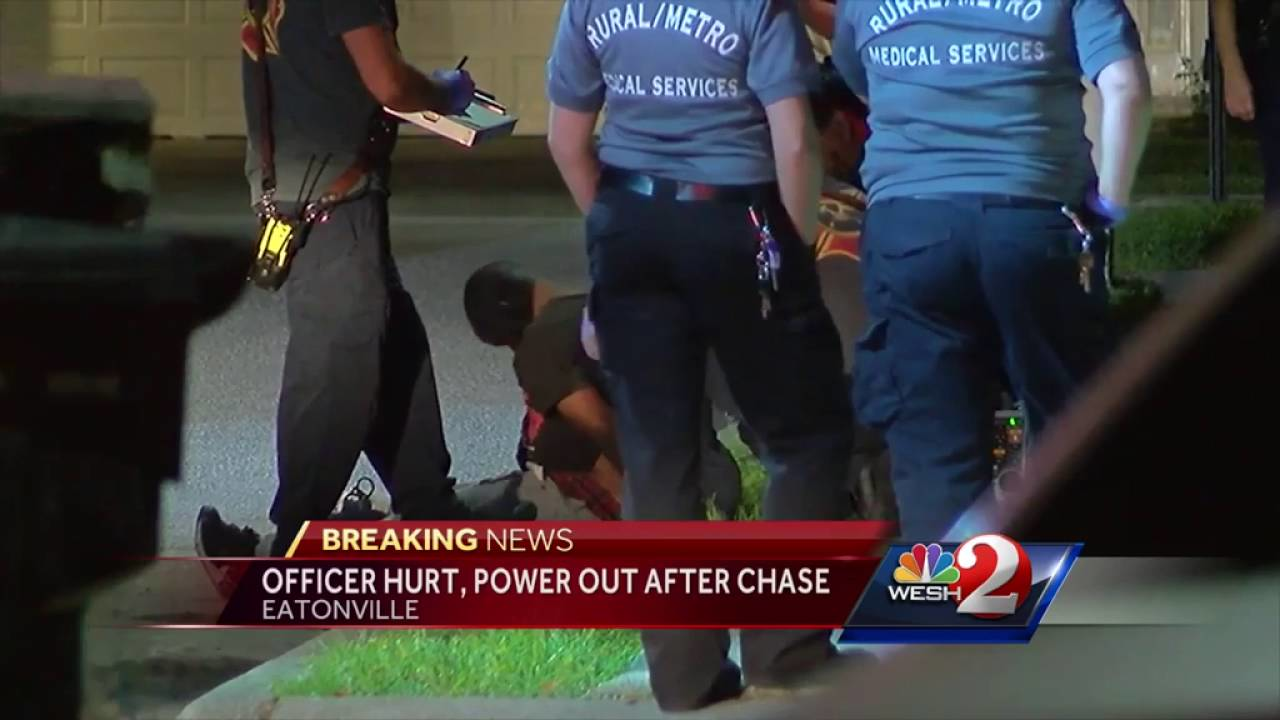 Florida Police Officer Injured, Power Out After Pursuit | Officer