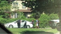 The NYPD has launched an investigation after three police officers took part in a proposal stunt in Queens last week. The NYPD has launched an investigation after three police officers took part in a proposal stunt in Queens last week.