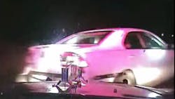 The trooper pursued the vehicle for about two miles before bumping the vehicle on its right rear side, causing it to go off the road and rollover down into a ditch. The trooper pursued the vehicle for about two miles before bumping the vehicle on its right rear side, causing it to go off the road and rollover down into a ditch.