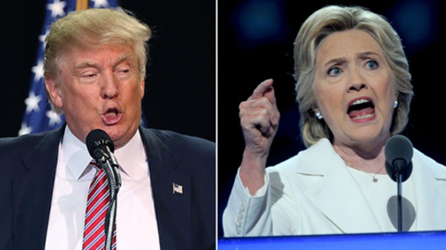 Presidential candidates Donald Trump, left, and Hillary Clinton both recently completed a 10-question survey from the International Association of Chiefs of Police.
