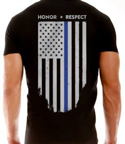 Thin Blue Line with a tattered American flag Thin Blue Line with a tattered American flag