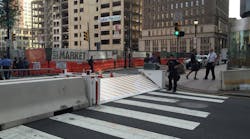To provide protection, mobile barriers are kept in the upright position To provide protection, mobile barriers are kept in the upright position