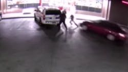 A suspect was arrested after intentionally driving through a group of Phoenix police officers as they stood outside a gas station early Tuesday morning. A suspect was arrested after intentionally driving through a group of Phoenix police officers as they stood outside a gas station early Tuesday morning.