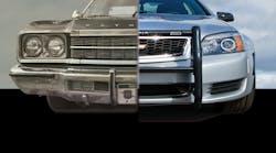 How far the patrol vehicle has come ... on left, the “Last of the Dinosaurs” a 1975 Plymouth Grand Fury. On right, the 2016 Chevrolet Caprice. How far the patrol vehicle has come ... on left, the “Last of the Dinosaurs” a 1975 Plymouth Grand Fury. On right, the 2016 Chevrolet Caprice.
