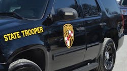 Trooper Constance Davis was able to escape her burning patrol car after a collision with another vehicle early Saturday morning. Trooper Constance Davis was able to escape her burning patrol car after a collision with another vehicle early Saturday morning.