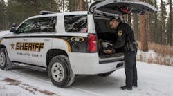 Deputy Beyer of the Pennington County Sheriff’s Office in South Dakota makes sure his unit has a full winter kit. Deputy Beyer of the Pennington County Sheriff’s Office in South Dakota makes sure his unit has a full winter kit.