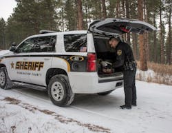 Deputy Beyer of the Pennington County Sheriff&rsquo;s Office in South Dakota makes sure his unit has a full winter kit.