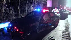 A body camera captured the moment an SUV intentionally slammed into Norton Police Officer Ryan Connell's cruiser earlier on Dec. 10. A body camera captured the moment an SUV intentionally slammed into Norton Police Officer Ryan Connell's cruiser earlier on Dec. 10.