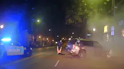 Norwood police officers pulled Ryan Brown from his burning vehicle after he wrecked it during a pursuit early Tuesday morning.