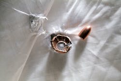 Bullet impact on Honeywell Spectra Shield Bullet impact on Honeywell Spectra Shield