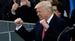 President Donald Trump gestures after taking the oath of office during the 58th Presidential Inauguration on Jan. 20, 2017 in Washington, D.C.