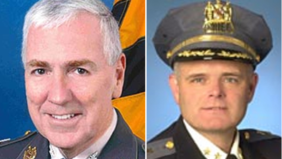 Former Baltimore County Police Chief Terry Sheridan and current Police Chief Jim Johnson