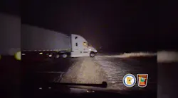 MSP Dashcam: Semi Loses Control, Nearly Hits Two State Troopers in Inver Grove Heights