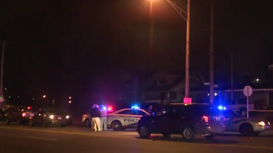 A Louisville police officer was wounded and a suspect was fatally shot Saturday night.