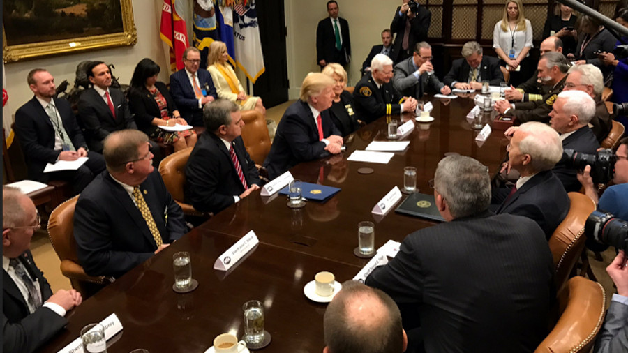 Representatives from the National Sheriffs' Association met with President Donald Trump at the White House on Tuesday.