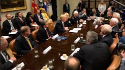 Representatives from the National Sheriffs' Association met with President Donald Trump at the White House on Tuesday. Representatives from the National Sheriffs' Association met with President Donald Trump at the White House on Tuesday.