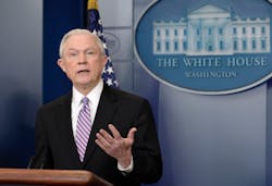 United States Attorney General Jeff Sessions speaks during the Daily Briefing at the White House on March 27 in Washington, D.C.