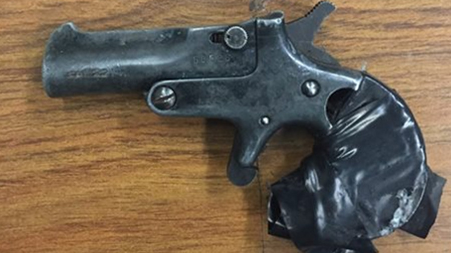 The photo of the gun, an antique-looking gun with duct tape on the grip, was shared on the department's Facebook page and was met with a slew of humorous comments.