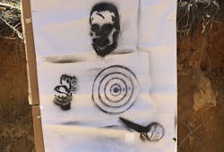 You can see what happens if the paper isn't flat when you spray the target(s). That's a pretty blurred zombie head - but not because of the stencil; because of the user's improper set up and planning. You can see what happens if the paper isn't flat when you spray the target(s). That's a pretty blurred zombie head - but not because of the stencil; because of the user's improper set up and planning.