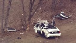 A New Jersey State Police trooper had to be extricated after being involved in a cruiser crash Monday afternoon.