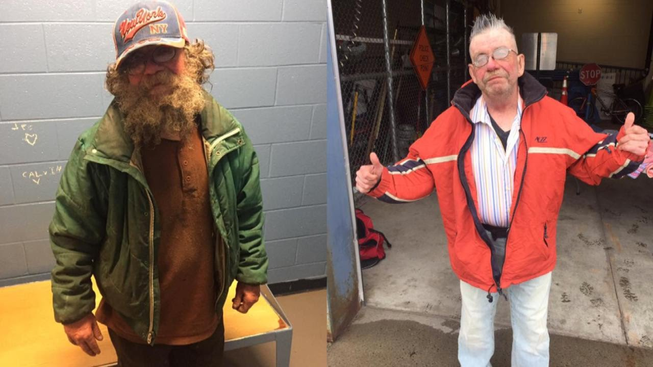 Officers Give Homeless Man Shower, Haircut and New Clothes