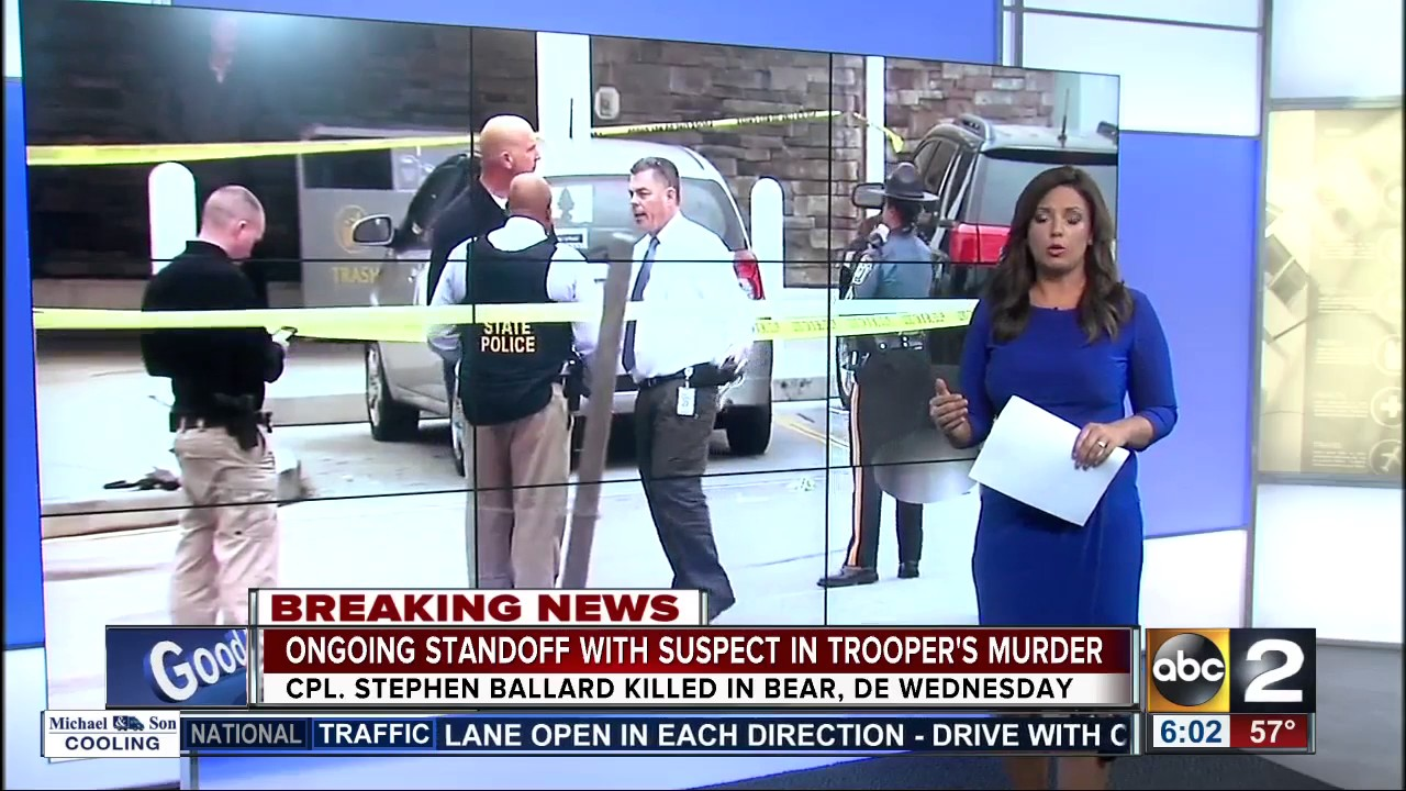 Standoff continues in Delaware state trooper's murder