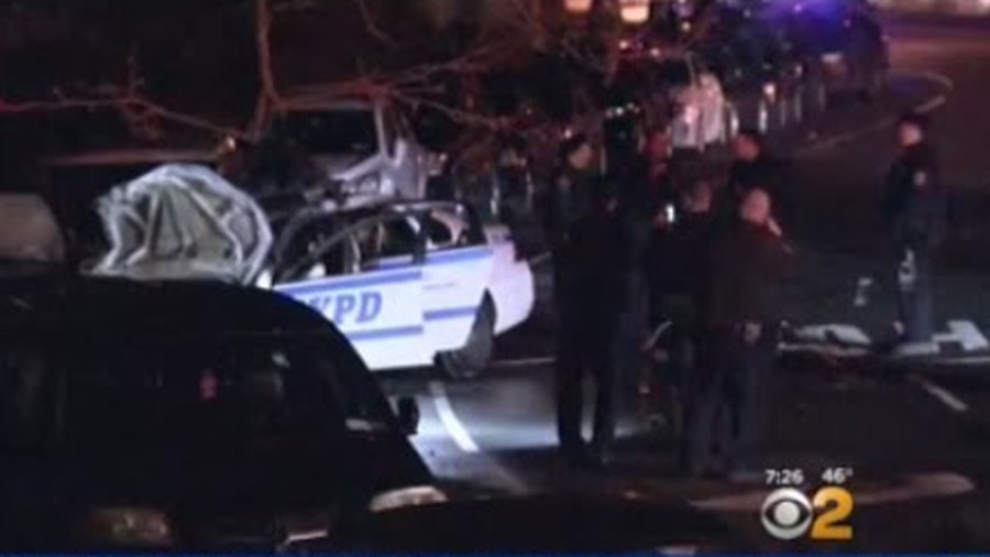 NYPD Cruiser Crashes and Burns in Harlem | Officer
