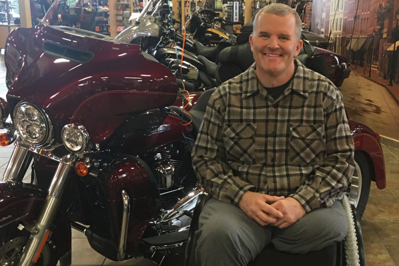 Boise Police Cpl. Kevin Holtry has been riding motorcycles his whole life and was shopping for a new one just a few weeks before he was wounded during a manhunt and shootout last November.