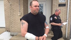 Two suspects are being sought after Newcomerstown Police Officer Bryan Eubanks was shot and wounded Tuesday morning. Two suspects are being sought after Newcomerstown Police Officer Bryan Eubanks was shot and wounded Tuesday morning.