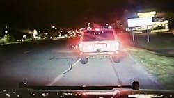 A Clay County deputy arrested a woman early Wednesday morning after she was pulled over with a gas pump still attached to her vehicle's tank. A Clay County deputy arrested a woman early Wednesday morning after she was pulled over with a gas pump still attached to her vehicle's tank.