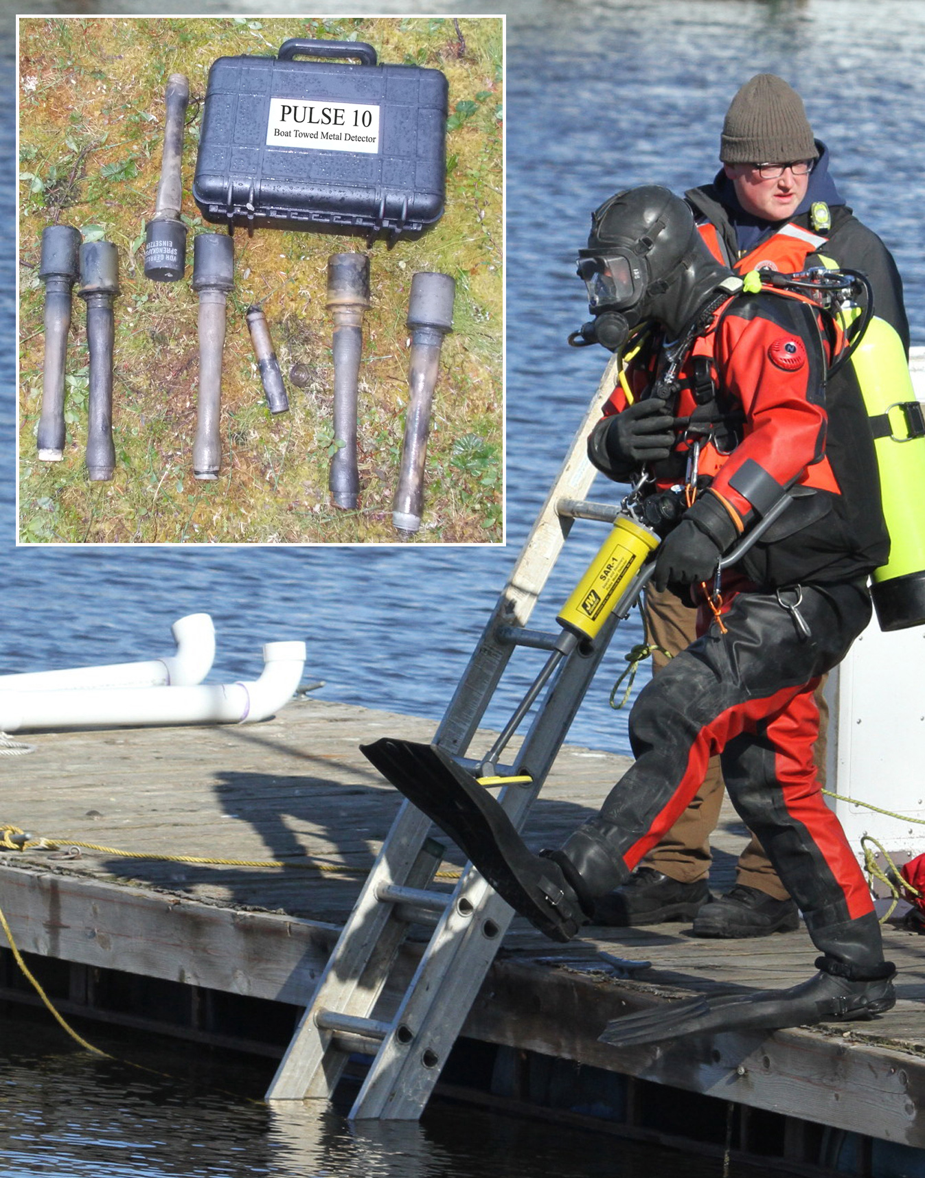 Diver enters water, SAR-1 2c inset
