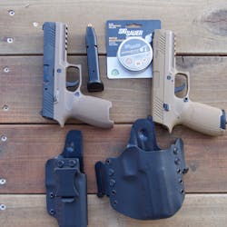 The Sig Sauer P320 Air Pistol (at right) replicates many features of the P320 (left), such as realistic blowback and a comparable weight.