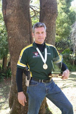 Gregg, seen here after winning the AIM Sporting Show Award at the 2012 IDPA African Championships Gregg, seen here after winning the AIM Sporting Show Award at the 2012 IDPA African Championships