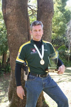 Gregg, seen here after winning the AIM Sporting Show Award at the 2012 IDPA African Championships