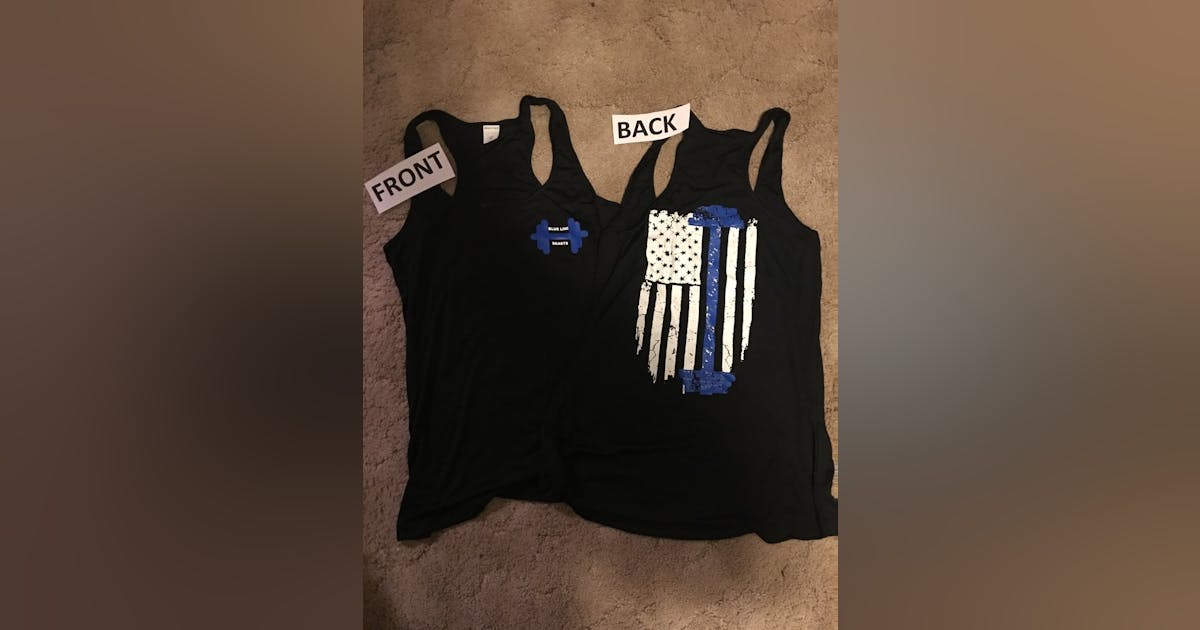 Women's Racerback Sleeveless Shirt with Blue Line Beasts Flag on Back ...