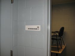 Police interview room at the LAPD West Valley Station.