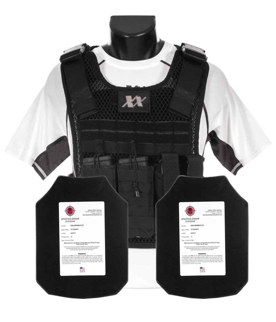 Phantom Plate Carrier Front Grey Patch Ar550 Steel Body Armor 8 X10 Shooters Cut Front F 597892a2accb5