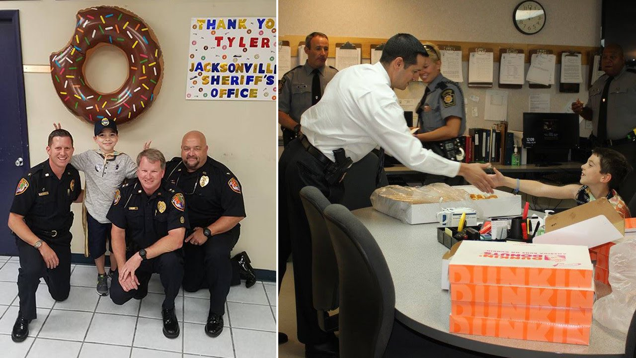 9-Year-Old Boy Travels Country Delivering Doughnuts to Cops