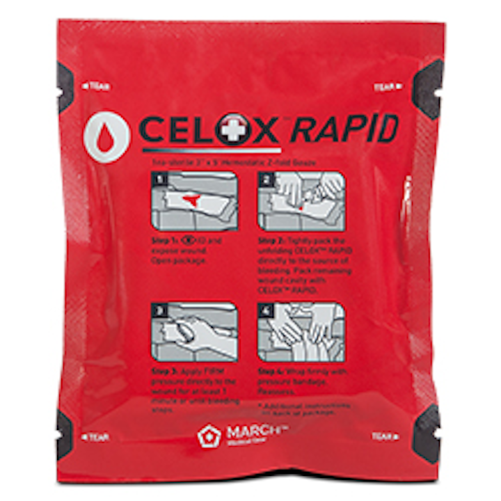 Fast Acting Hemostatic Dressing Celox RAPID From Combat Medical