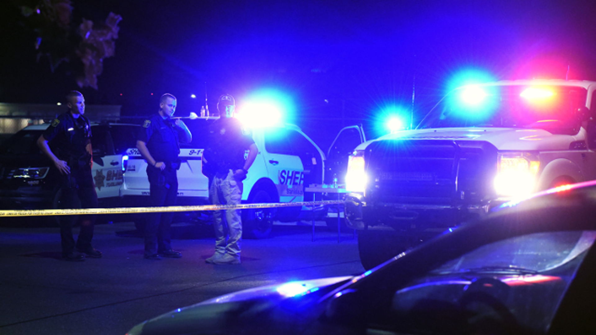 Law enforcement is on the scene where a Modesto police officer died while riding his bike Tuesday evening, Aug. 22, 2017 after being struck by a drunk driver near Merle and Fine Avenues in Modesto, Calif.