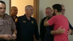 Florida Highway Patrol Trooper Carlos Rosario, who was seriously injured after being struck by a vehicle earlier this year, got a chance to thank those who saved his life on Tuesday. Florida Highway Patrol Trooper Carlos Rosario, who was seriously injured after being struck by a vehicle earlier this year, got a chance to thank those who saved his life on Tuesday.