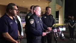 Kissimmee Police Chief Jeff O&rsquo;Dell speaks to the media after two officers were shot, one fatally, while responding to a call Friday night.