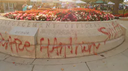 Authorities are investigating after the law enforcement memorial at the Wisconsin State Capitol was vandalized over the weekend.