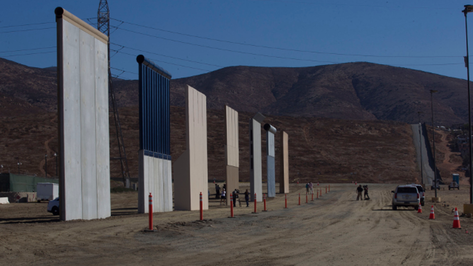 The six contractors constructing eight prototype border wall sections in San Diego's Otay Mesa have finished their entries ahead of a news conference announcing the completion of the prototypes on Thursday, Oct. 26, 2017.