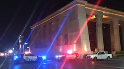 Police vehicles are seen near the site of shooting in Las Vegas, the United States, on Oct. 2, 2017.