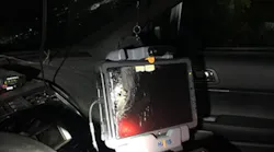 Multiple shots from the gunmen struck the trooper's patrol car, damaging the front end and windshield of the vehicle, as well as the in-car computer.