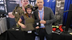 Law Enforcement Technology Editor Adrienne Zimmer pictured with Armor Express CEO Matt Davis. The company recently announced it was chosen to equip U.S. Immigration and Customs Enforcement (ICE) agents with its ballistic-resistant vests.