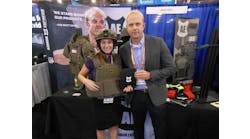Law Enforcement Technology Editor Adrienne Zimmer pictured with Armor Express CEO Matt Davis. The company recently announced it was chosen to equip U.S. Immigration and Customs Enforcement (ICE) agents with its ballistic-resistant vests.
