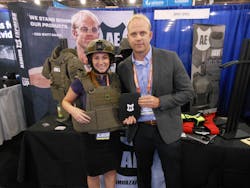Law Enforcement Technology Editor Adrienne Zimmer pictured with Armor Express CEO Matt Davis. The company recently announced it was chosen to equip U.S. Immigration and Customs Enforcement (ICE) agents with its ballistic-resistant vests.