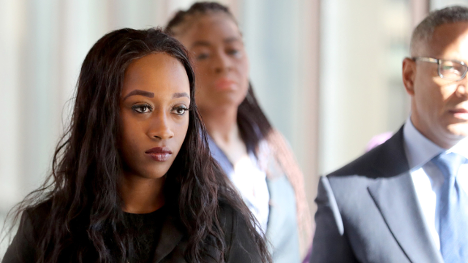 Diamond Reynolds, the girlfriend of Philando Castile, who live streamed his shooting death on Facebook, arrives in court to resume her turn on the witness stand in the trial of officer Jeronimo Yanez on Tuesday, June 6, 2017.